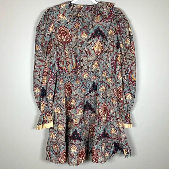 Ulla Johnson Caris Mini Dress Long Puff Sleeves Floral Cotton Women's 6